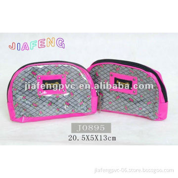 Colorful PU and Fabric Cosmetic Bag